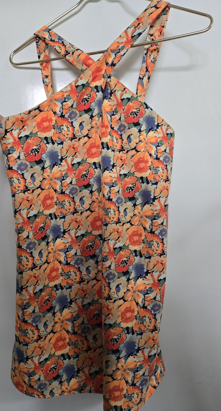Millibon Floral Culotte Sleeveless Romper Shorts hippie 70s S/M festival vtg
